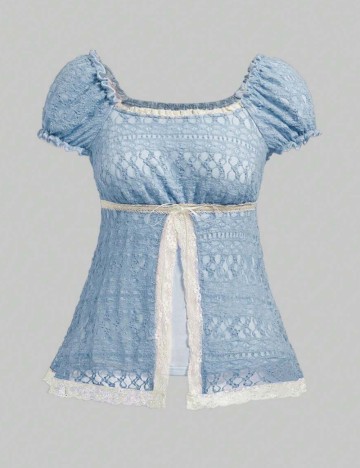 Top Romwe by Shein, albastru