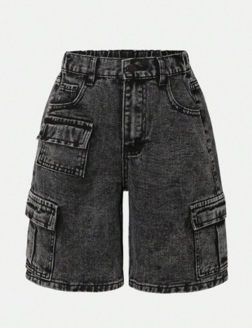 Pantaloni scurți de blugi Shein, negru