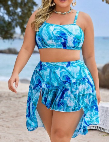 Set costum de baie și fustă Shein Curve+, mix culori