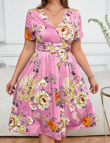 Rochie midi Shein Curve+, mix culori