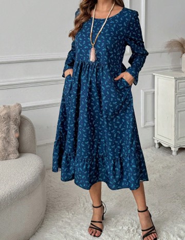 Rochie midi Shein Curve+, albastru