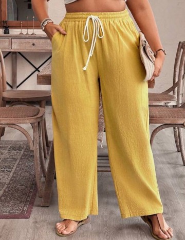 Pantaloni Shein Curve+, galben