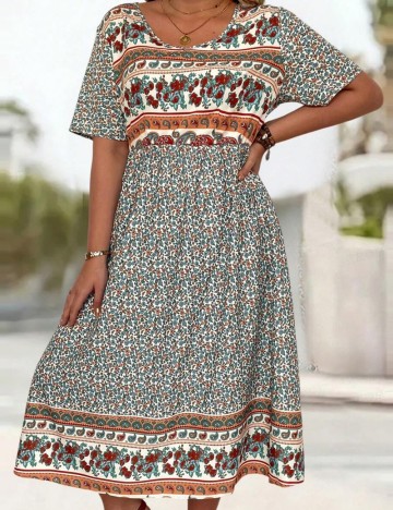 Rochie midi Shein Curve+, mix culori