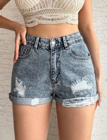 Pantaloni scurți de blugi Shein, albastru