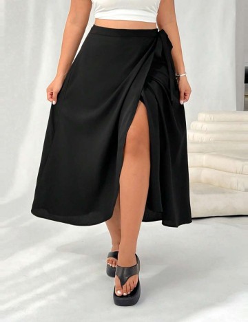 Fustă midi Shein Curve+, negru