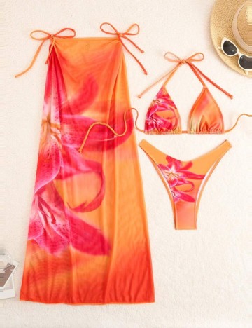 Set costum de baie și fustă Shein, mix culori