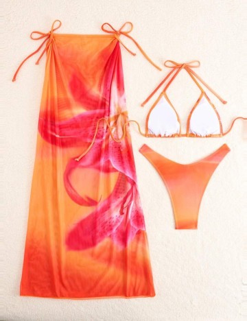 Set costum de baie și fustă Shein, mix culori