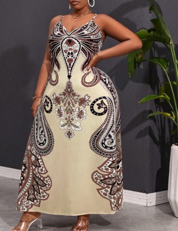 Rochie maxi Shein Curve+, bej