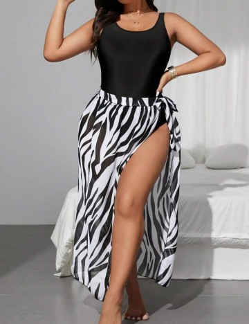 Set costum de baie și fustă Shein Curve+, mix culori