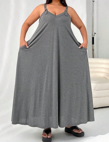 Rochie maxi Shein Curve+, gri