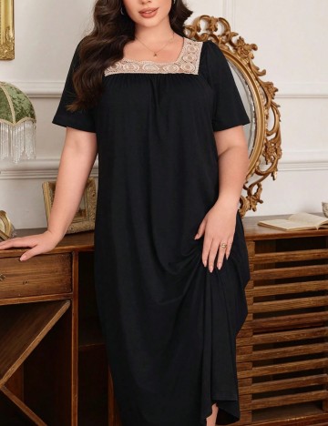 Rochie De Noapte Shein Curve+, negru
