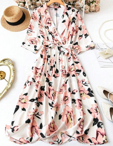 Rochie midi Shein Curve+, mix culori