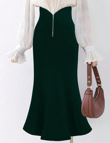 Fustă maxi Shein Curve+, verde