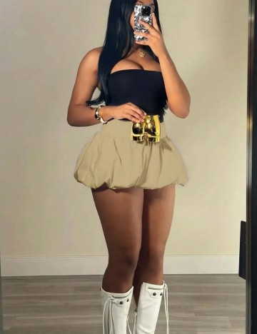 Pantaloni scurți Shein Curve+, bej