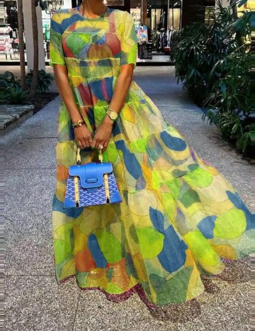 Rochie maxi Shein, mix culori
