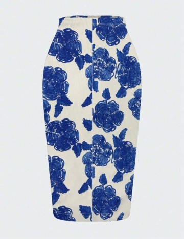 Fustă midi Shein Curve+, floral print