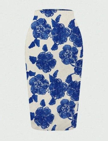 Fustă midi Shein Curve+, floral print