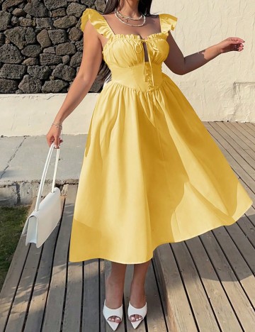Rochie midi Shein Curve+, galben