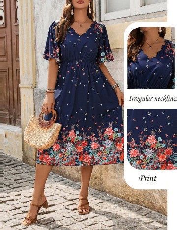 Rochie midi Shein Curve+, albastru