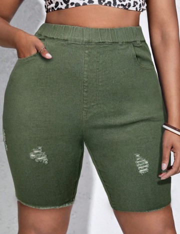Pantaloni scurți de blugi Shein, verde