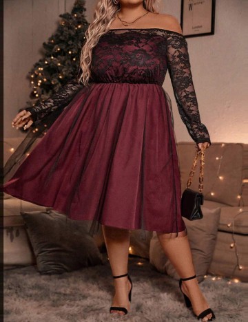 Rochie midi Shein Curve+, vișiniu