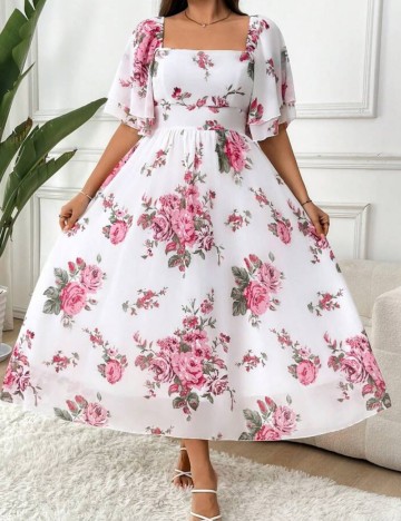 Rochie maxi Shein Curve+, mix culori