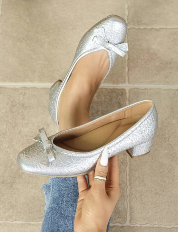 Pantofi cu toc Shein, argintiu