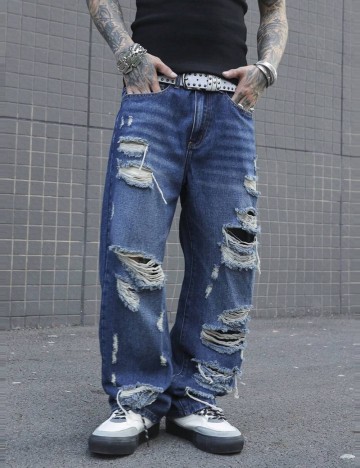 Jeans MANFINITY by Shein, albastru