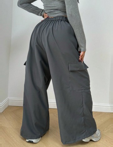 Pantaloni Shein Curve+, gri