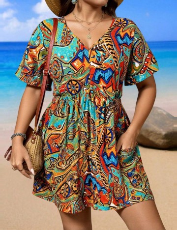 Rochie mini Shein Curve+, mix culori