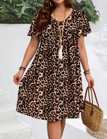 Rochie midi Shein Curve+, animal print