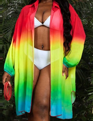 Cardigan de plajă Shein Curve+, mix culori