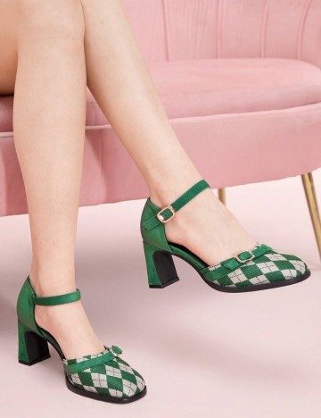 Pantofi cu toc Shein, verde