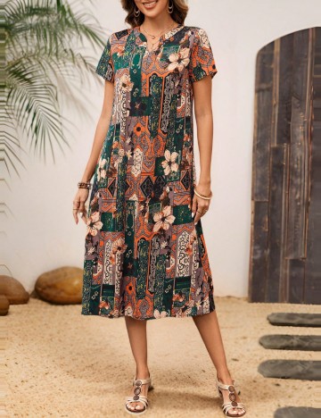 Rochie midi Shein, mix culori