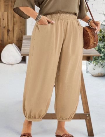 Pantaloni Shein Curve+, bej