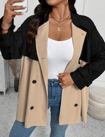 Trench scurt Shein Curve+, mix culori