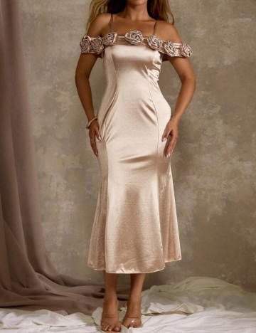 Rochie midi Shein Curve+, bej