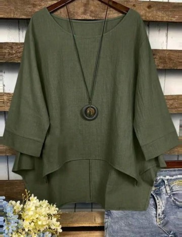 Cămașă casual Shein Curve+, verde