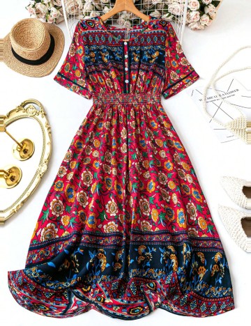 Rochie midi Shein Curve+, mix culori