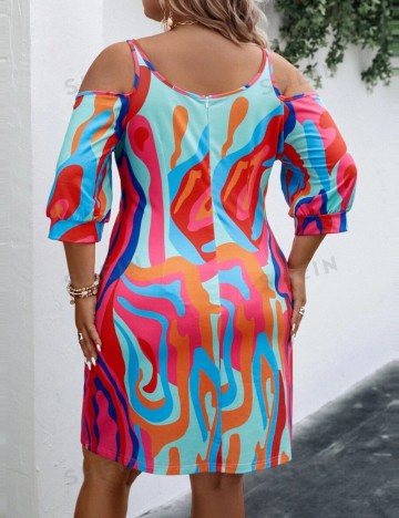 Rochie mini Shein Curve+, mix culori