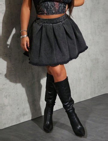 Fustă de blugi Shein Curve+, negru