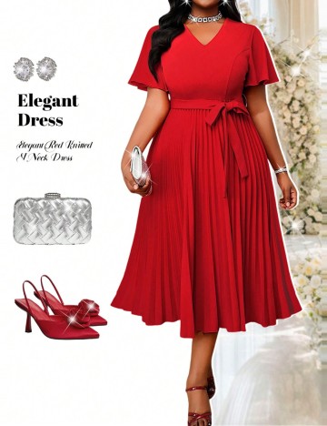 Rochie midi Shein Curve+, roșu