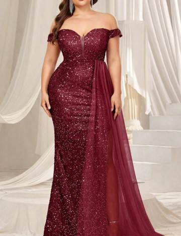 Rochie de ocazie Shein Curve+, vișiniu