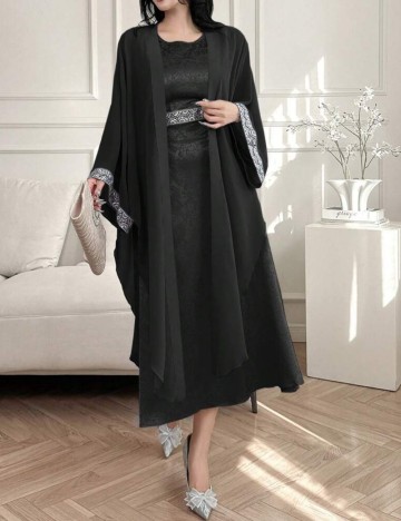 Set Rochie și Cardigan DAZY / LESS by SHEIN, negru