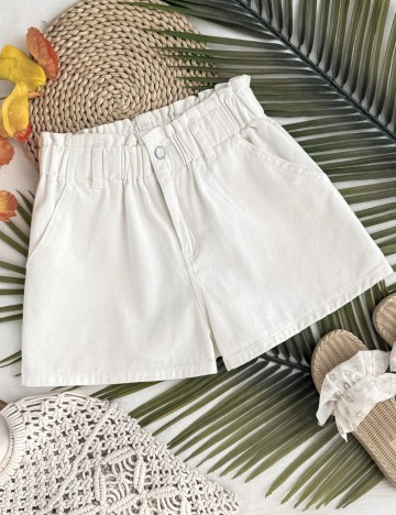Pantaloni scurți de blugi Shein, alb