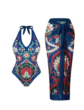 Set costum de baie și fustă Shein, mix culori