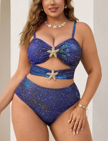 Set costum de baie și fustă Shein Curve+, mix culori
