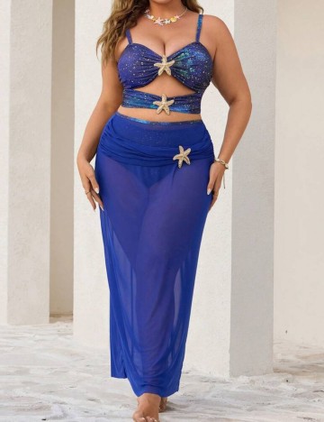 Set costum de baie și fustă Shein Curve+, mix culori