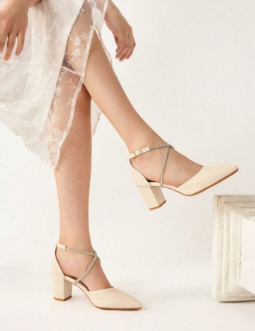 Pantofi cu toc CUCCOO by SHEIN, crem