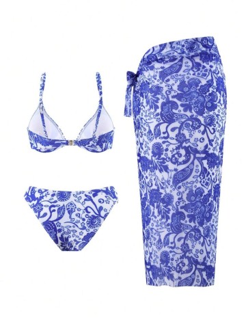 Set costum de baie și fustă Shein, mix culori